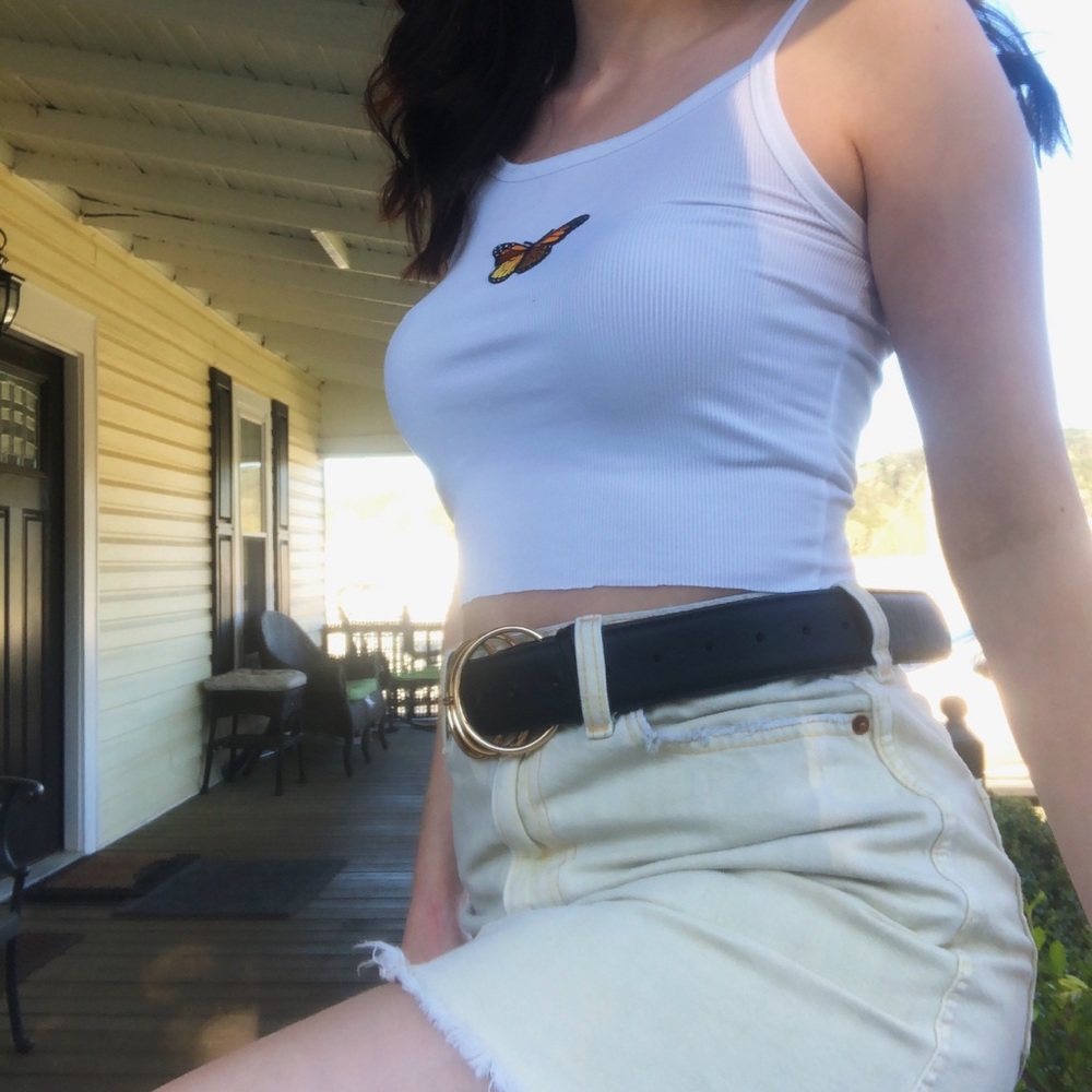 Abercrombie + Fitch White Wash Yellow Mini Skirt